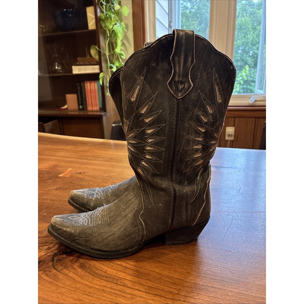 LAREDO WOMEN'S SILVER STARBURST WESTERN BOOTS Size 9.5 SNIP TOE 52169